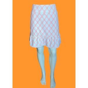 Fairway & Greene Savannah Ruffle Hem Skort L Orange White Print Golf